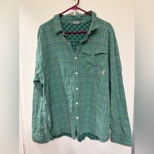 Columbia Men's Green Checkered Button Down Shirt